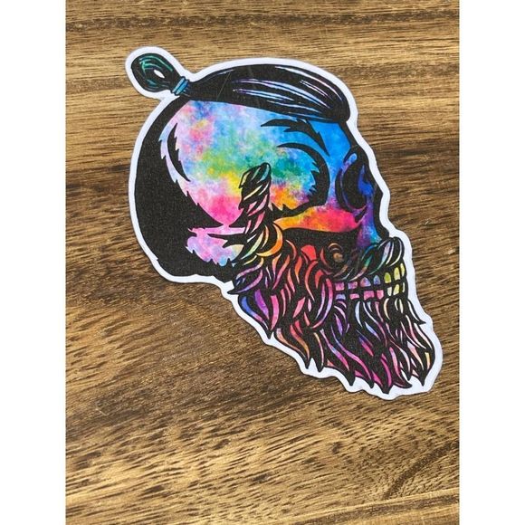 Tie Dye Viking Skull Sticker - Picture 5 of 5
